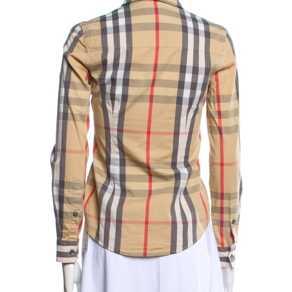 Burberry London plaid print long sleeve top - xs - Picture 3 of 5